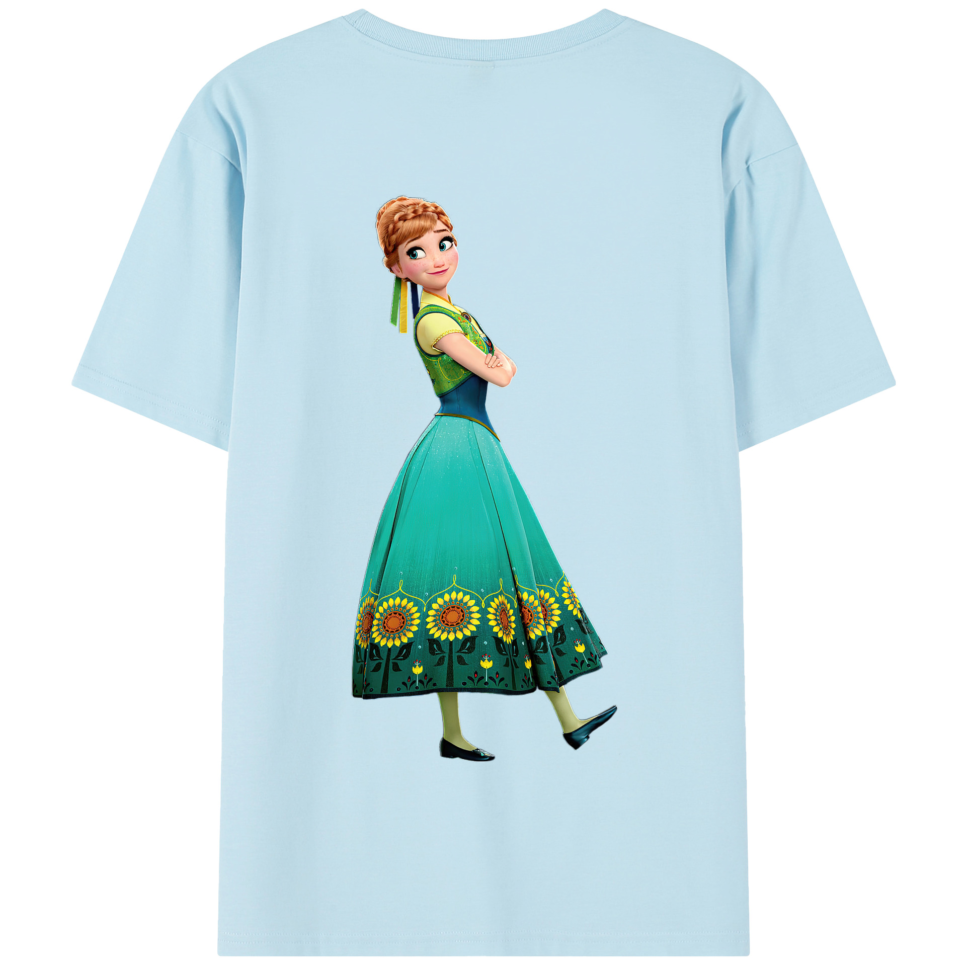 （画像用） アナと雪の女王 アンナ エルサ Frozen Anna Elsa 綿100％半袖Tシャツ（背面プリント）